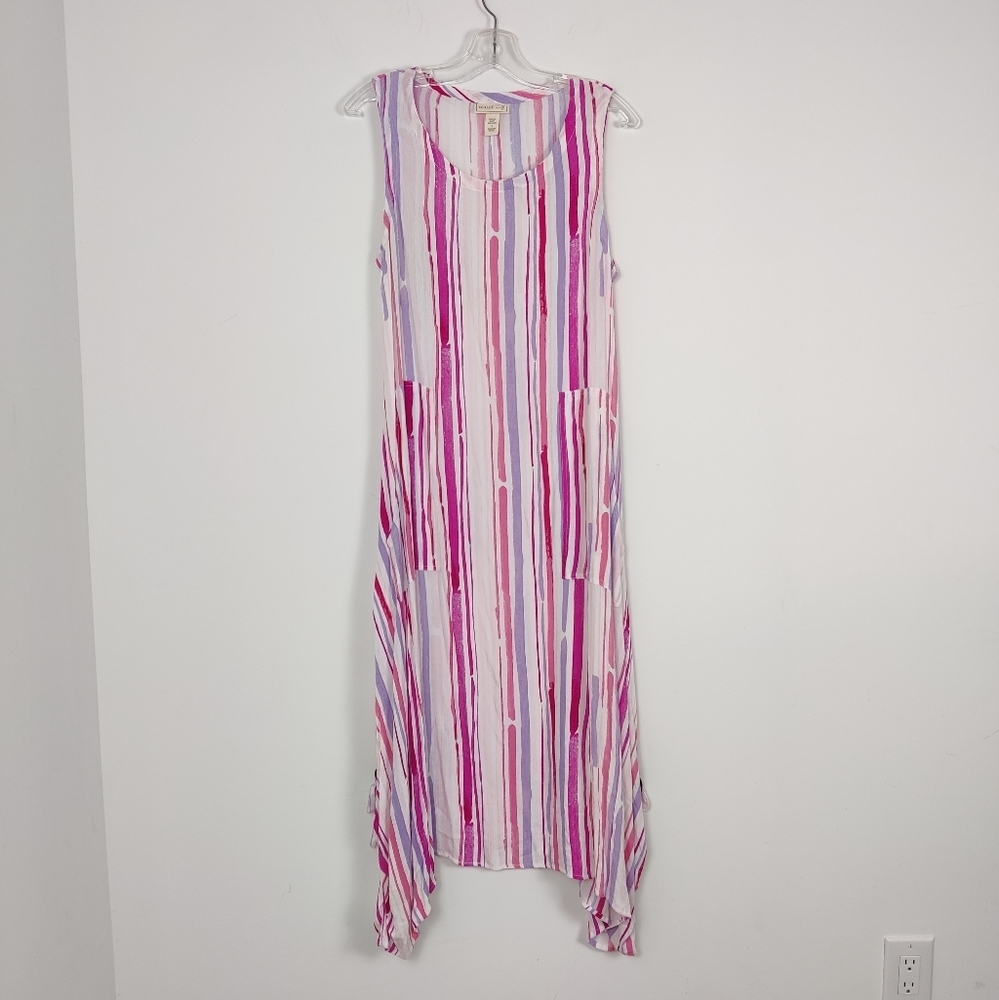 Water Lily Women's Sleeveless Striped Maxi Dress Sz Small Lagen Look Resortwear
